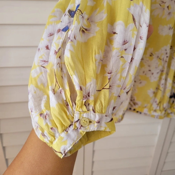 Anna Glover X H&M Butter Yellow Floral Blouse‎ Womens 6 Cottagecore Fairy Summer - Picture 8 of 14